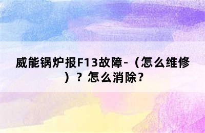 威能锅炉报F13故障-（怎么维修）？怎么消除？