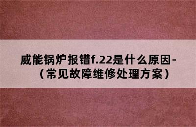 威能锅炉报错f.22是什么原因-（常见故障维修处理方案）