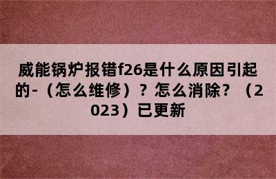 威能锅炉报错f26是什么原因引起的-（怎么维修）？怎么消除？（2023）已更新