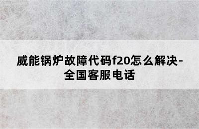 威能锅炉故障代码f20怎么解决-全国客服电话