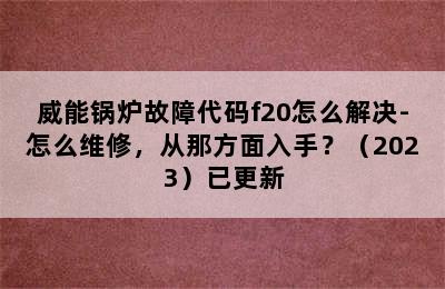 威能锅炉故障代码f20怎么解决-怎么维修，从那方面入手？（2023）已更新