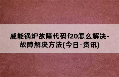 威能锅炉故障代码f20怎么解决-故障解决方法(今日-资讯)