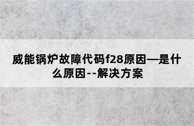 威能锅炉故障代码f28原因—是什么原因--解决方案