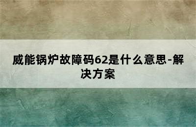 威能锅炉故障码62是什么意思-解决方案