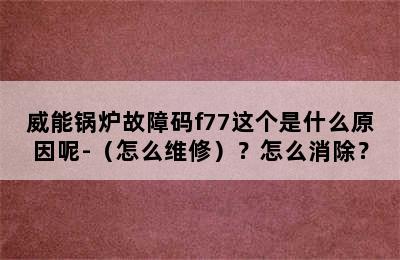 威能锅炉故障码f77这个是什么原因呢-（怎么维修）？怎么消除？