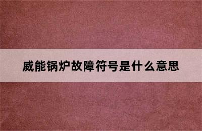 威能锅炉故障符号是什么意思