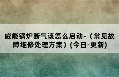 威能锅炉断气该怎么启动-（常见故障维修处理方案）(今日-更新)