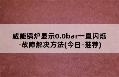 威能锅炉显示0.0bar一直闪烁-故障解决方法(今日-推荐)