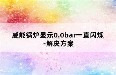 威能锅炉显示0.0bar一直闪烁-解决方案