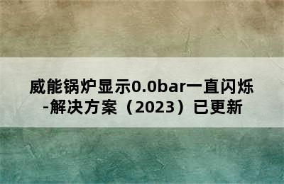 威能锅炉显示0.0bar一直闪烁-解决方案（2023）已更新