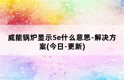 威能锅炉显示5e什么意思-解决方案(今日-更新)