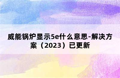 威能锅炉显示5e什么意思-解决方案（2023）已更新