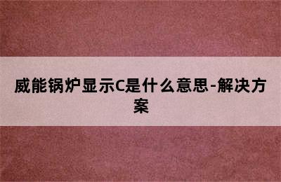 威能锅炉显示C是什么意思-解决方案