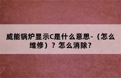 威能锅炉显示C是什么意思-（怎么维修）？怎么消除？