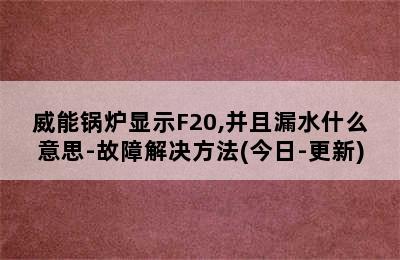 威能锅炉显示F20,并且漏水什么意思-故障解决方法(今日-更新)