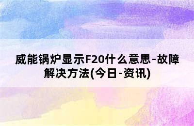 威能锅炉显示F20什么意思-故障解决方法(今日-资讯)