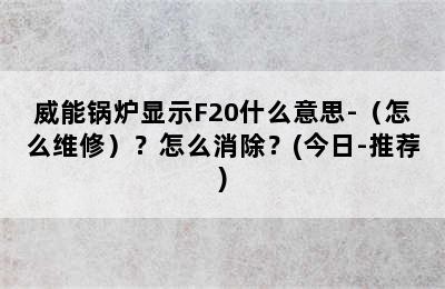 威能锅炉显示F20什么意思-（怎么维修）？怎么消除？(今日-推荐)