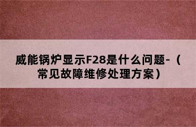 威能锅炉显示F28是什么问题-（常见故障维修处理方案）