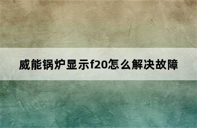 威能锅炉显示f20怎么解决故障