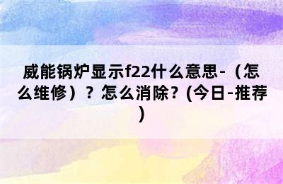 威能锅炉显示f22什么意思-（怎么维修）？怎么消除？(今日-推荐)