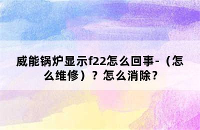 威能锅炉显示f22怎么回事-（怎么维修）？怎么消除？