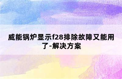 威能锅炉显示f28排除故障又能用了-解决方案