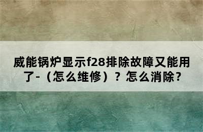 威能锅炉显示f28排除故障又能用了-（怎么维修）？怎么消除？