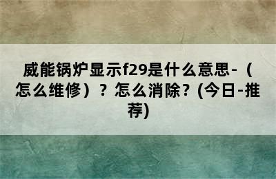 威能锅炉显示f29是什么意思-（怎么维修）？怎么消除？(今日-推荐)