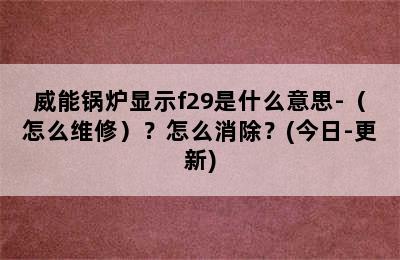 威能锅炉显示f29是什么意思-（怎么维修）？怎么消除？(今日-更新)