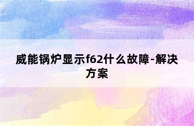 威能锅炉显示f62什么故障-解决方案