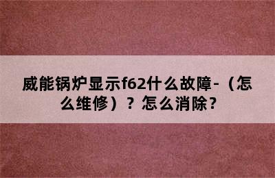 威能锅炉显示f62什么故障-（怎么维修）？怎么消除？