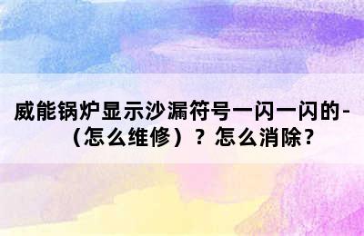 威能锅炉显示沙漏符号一闪一闪的-（怎么维修）？怎么消除？