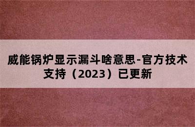 威能锅炉显示漏斗啥意思-官方技术支持（2023）已更新