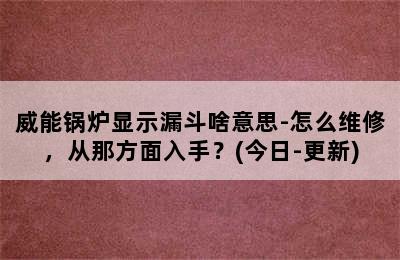 威能锅炉显示漏斗啥意思-怎么维修，从那方面入手？(今日-更新)