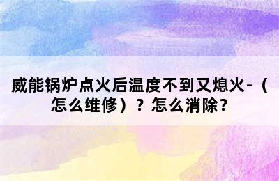 威能锅炉点火后温度不到又熄火-（怎么维修）？怎么消除？