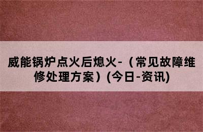 威能锅炉点火后熄火-（常见故障维修处理方案）(今日-资讯)