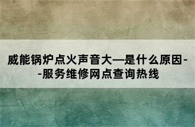 威能锅炉点火声音大—是什么原因--服务维修网点查询热线