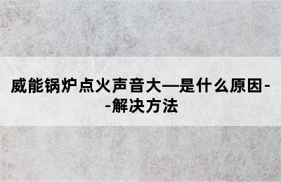 威能锅炉点火声音大—是什么原因--解决方法