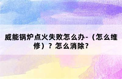 威能锅炉点火失败怎么办-（怎么维修）？怎么消除？