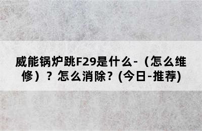 威能锅炉跳F29是什么-（怎么维修）？怎么消除？(今日-推荐)