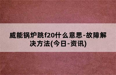 威能锅炉跳f20什么意思-故障解决方法(今日-资讯)