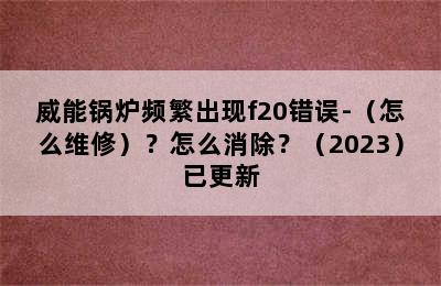 威能锅炉频繁出现f20错误-（怎么维修）？怎么消除？（2023）已更新