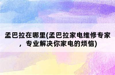 孟巴拉在哪里(孟巴拉家电维修专家，专业解决你家电的烦恼)