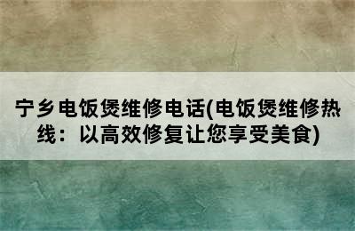 宁乡电饭煲维修电话(电饭煲维修热线：以高效修复让您享受美食)