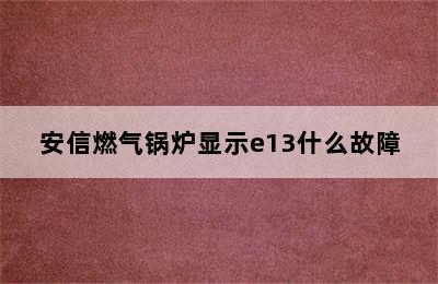 安信燃气锅炉显示e13什么故障