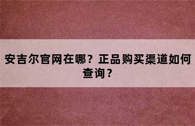 安吉尔官网在哪？正品购买渠道如何查询？