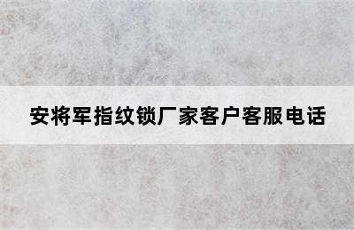 安将军指纹锁厂家客户客服电话