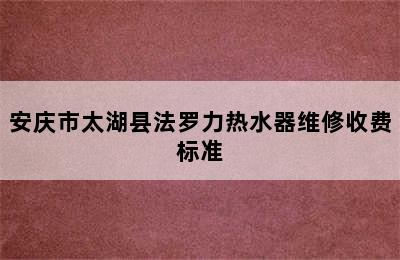 安庆市太湖县法罗力热水器维修收费标准