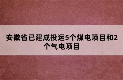 安徽省已建成投运5个煤电项目和2个气电项目