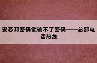 安芯邦密码锁输不了密码——总部电话热线